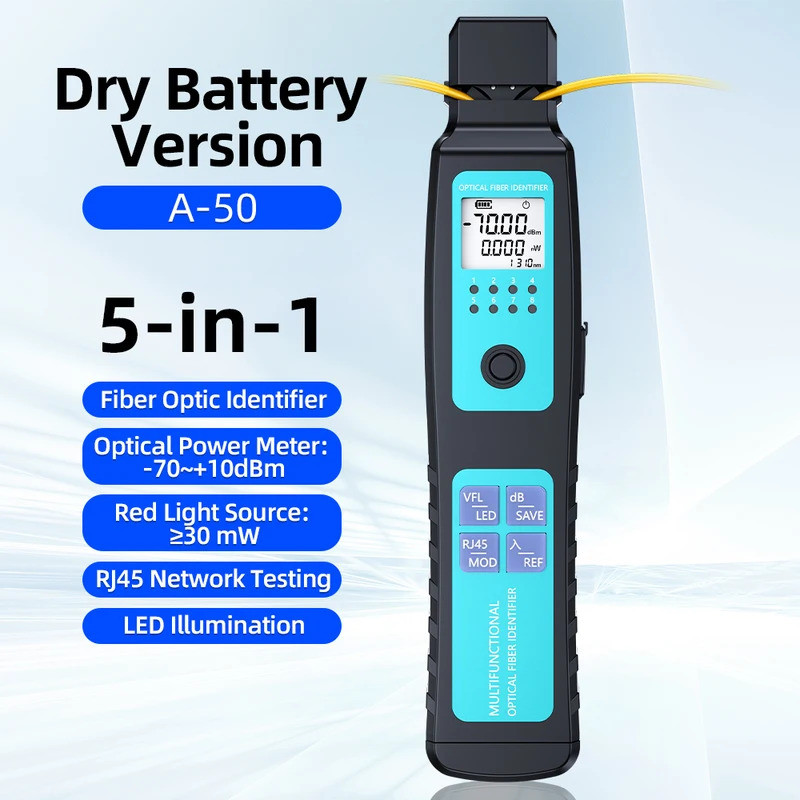 SAIVXIAN A-50 เครื่องทดสอบสายเคเบิลไฟเบอร์ออปติกเครื่องตรวจจับ Active Fiber Identifier -70dBm- + 10dBm 30mw อุปกรณ์เสริม VFL พร้อมตัวระบุตําแหน่งสายไฟ
