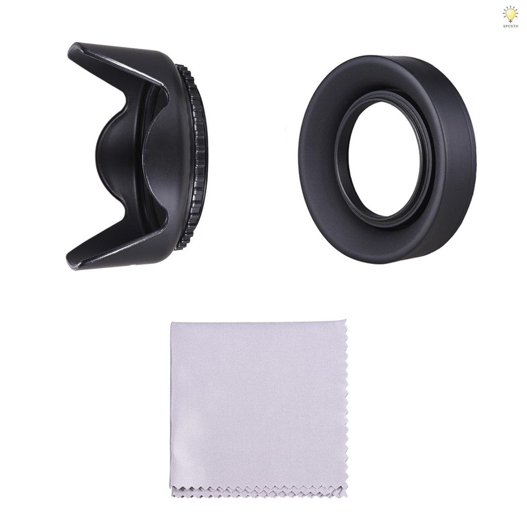 67 มม.ชุดเลนส์ Tulip ดอกไม้เลนส์ + ยางพับเลนส์ + ผ้าทําความสะอาดเลนส์สําหรับ Canon EOS 7D 70D 77D 80