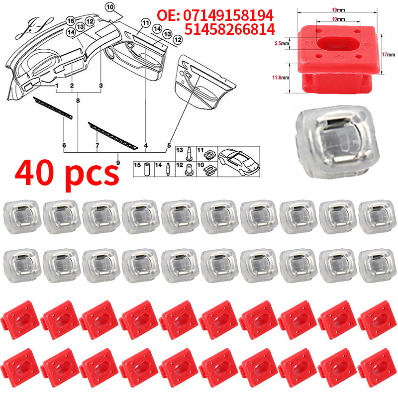 40PCS Carduior Trim Moulding คลิปประตู Retainer สําหรับ BMW 3 Series E46 E90 E91 E92 E93 X5 E53 0714