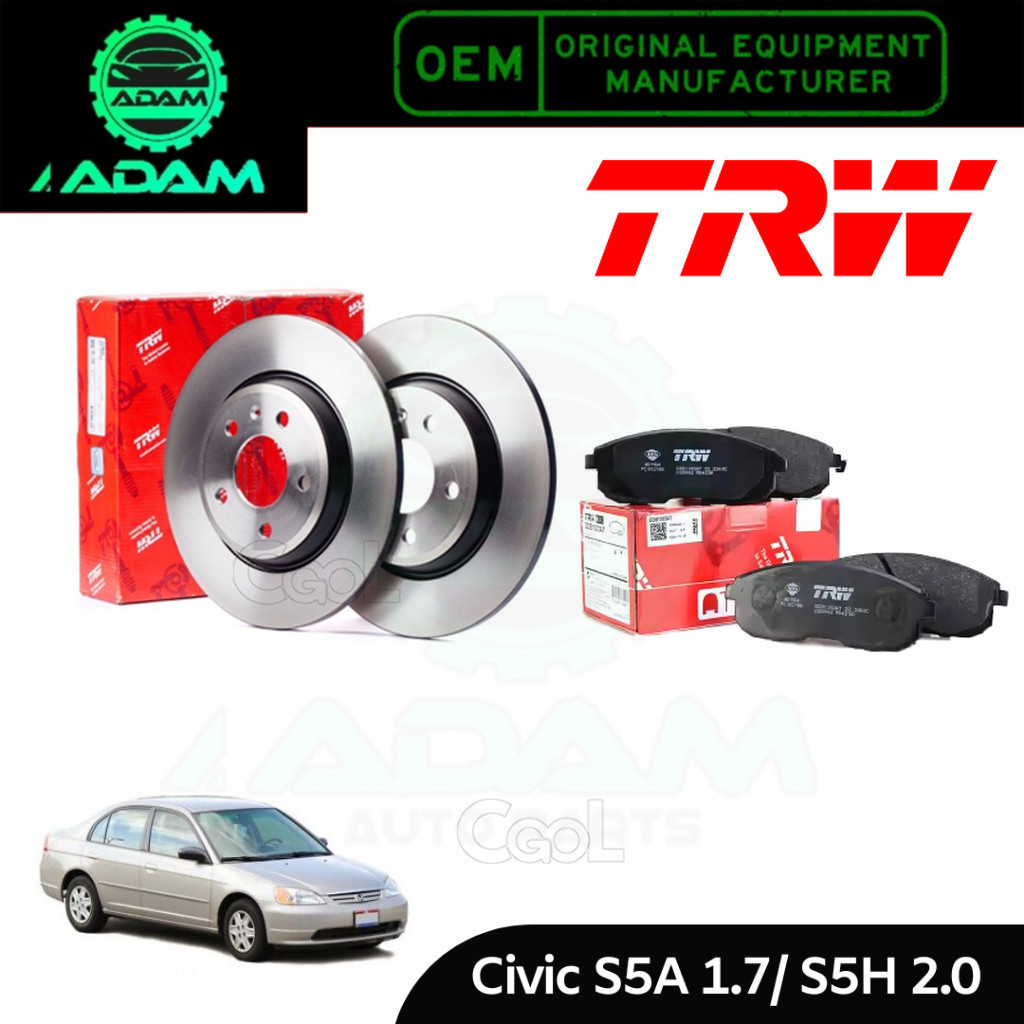 TRW Honda Civic S5A 1.7 / S5H 2.0 ชุดโรเตอร์ด้านหลังและผ้าเบรค