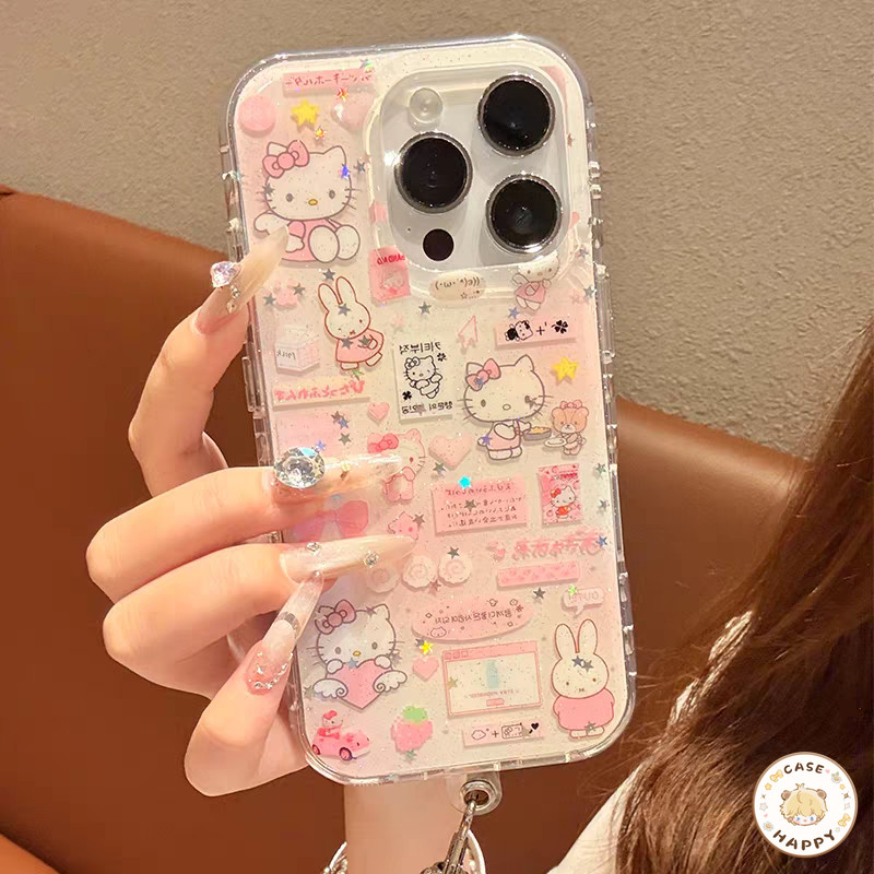 เคสไอโฟน 15 สำหรับ IPhone 17 16 11 13 12 14 Pro Max 15 16 Plus น่ารักอึกทึกครึกโครมสวัสดีคิตตี้รักหัวใจรถใหม่IMDปกใหม่