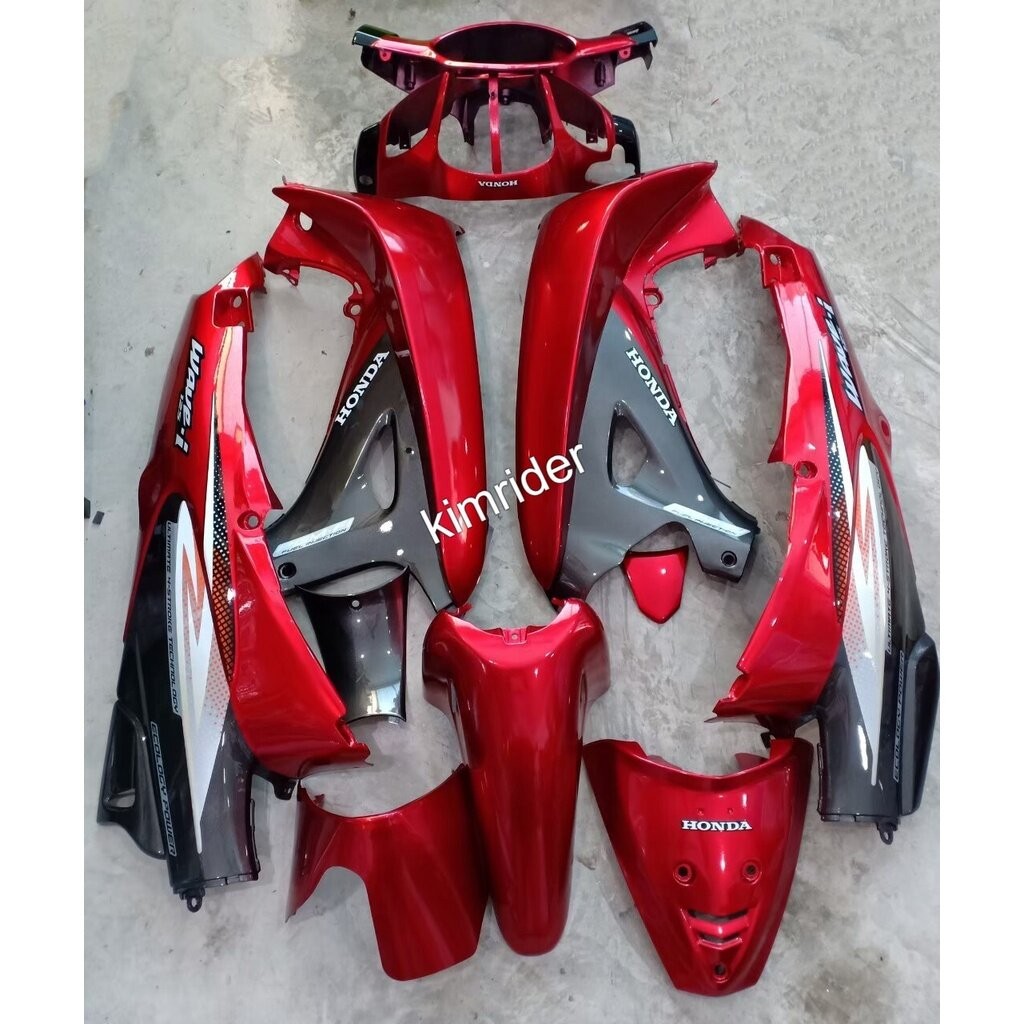 ชุดสี เวฟ 125S เฟรม Honda wave 125 S หัวเถิก ครบคัน 13 ชิ้น รถปี 2004 สีแดงแก้วตัดเทาดำ