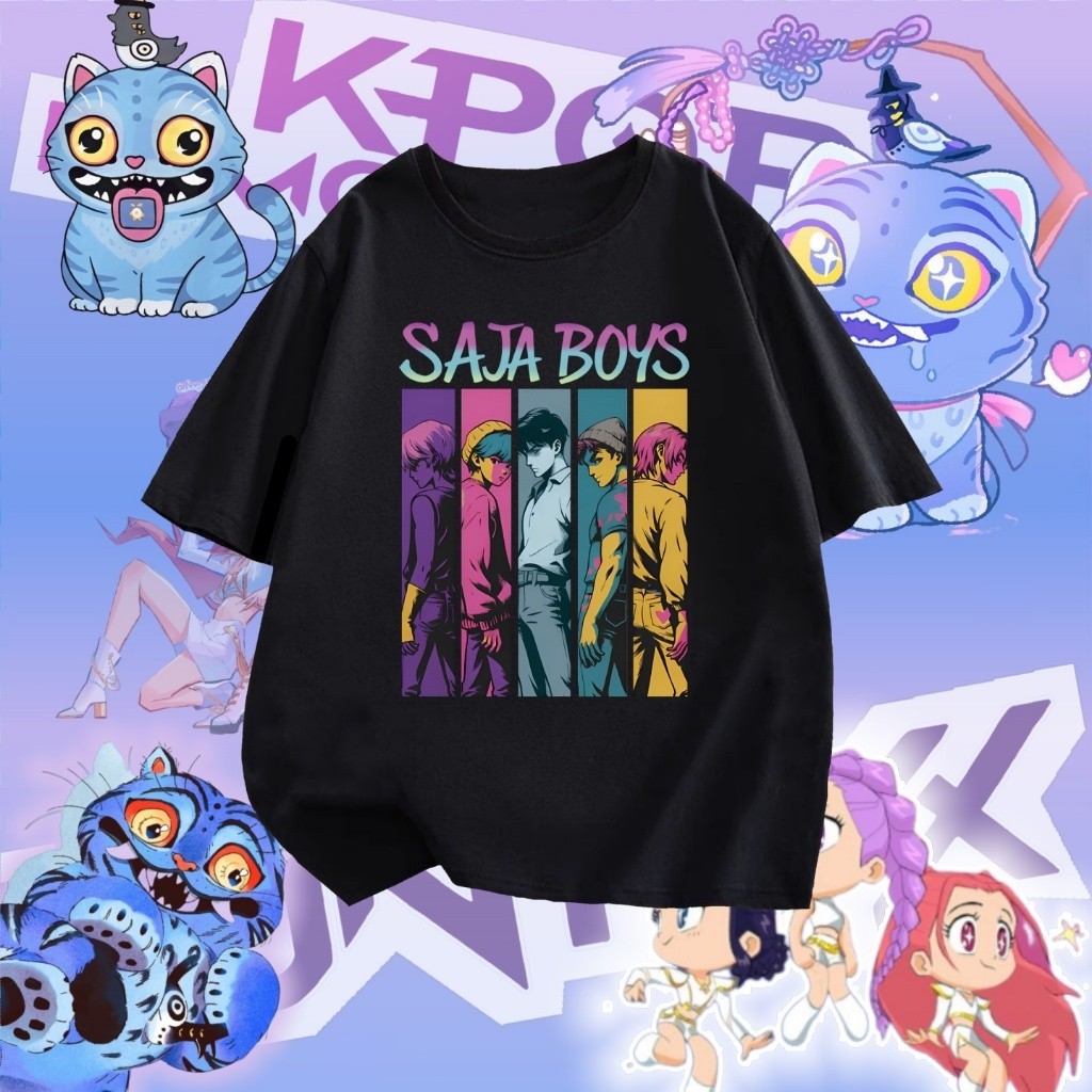 เสื้อยืดลาย KPop Demon Hunters Movie เสื้อยืดพิมพ์ลาย HUNTRIX Zoey เสื้อยืด Unisex Kids Tshirt