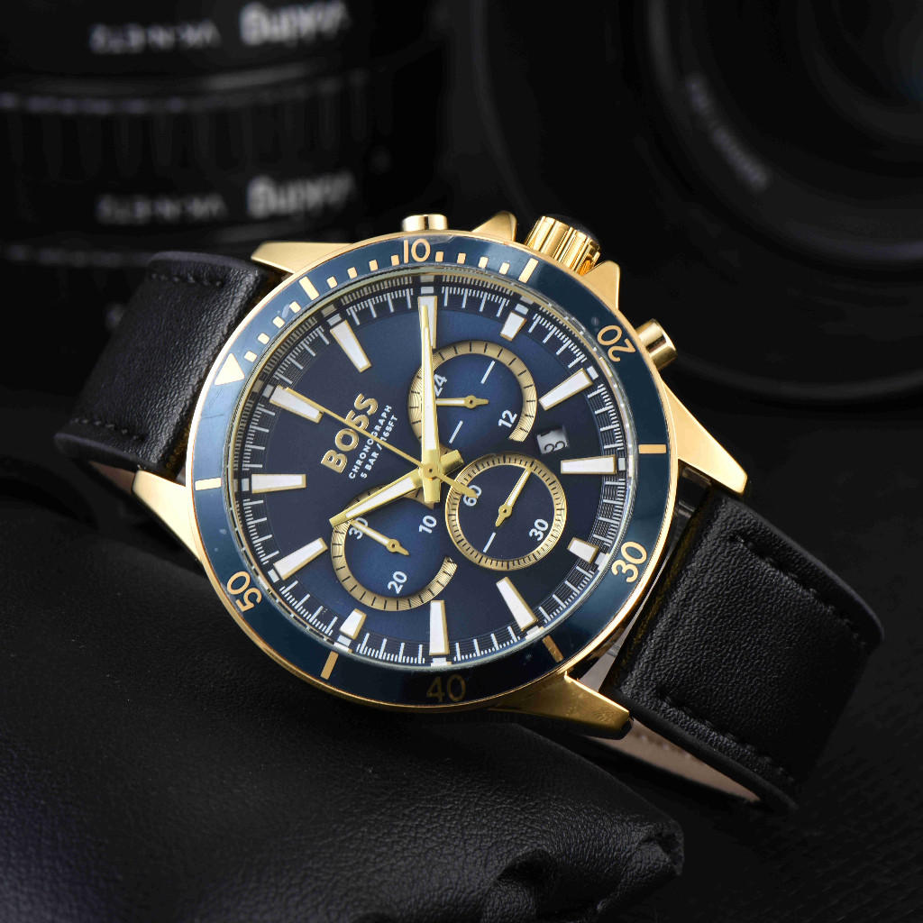 BOSS Quartz Movement นาฬิกาข้อมือกีฬา Chronograph Casual Swiss Watch นาฬิกาผู้ชาย