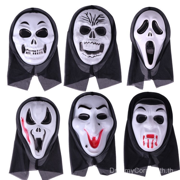 หน้ากากฮาโลวีน ผู้ใหญ่เด็ก Grim Reaper ชิ้นเดียวสยองขวัญ Ghost Mask Grimace Ghost Festival Mask หน้า