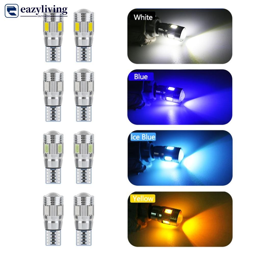 EAZYLIVING 2 ชิ้น T10 รถ W5W หลอดไฟ LED สัญญาณ 5630 6SMD Auto Claerance Wedge ด้านข้างป้ายทะเบียนย้อ