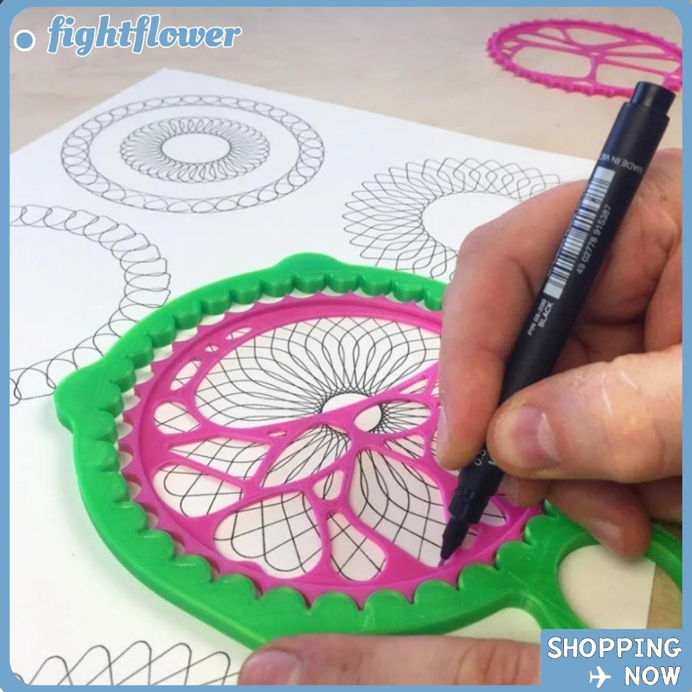 FIGHT Painting Template, Interlocking Gears Wheels ภาพวาดพลาสติกไม้บรรทัดเรขาคณิต, DIY จิตรกรรมเครื่