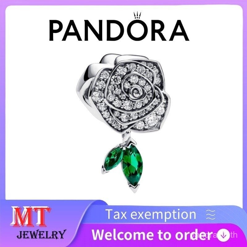 Pandora จี้ชาร์ม S925 เงินสเตอร์ลิง ลายดอกกุหลาบประกาย สําหรับผู้หญิง DIY เครื่องประดับ 793201C01 50