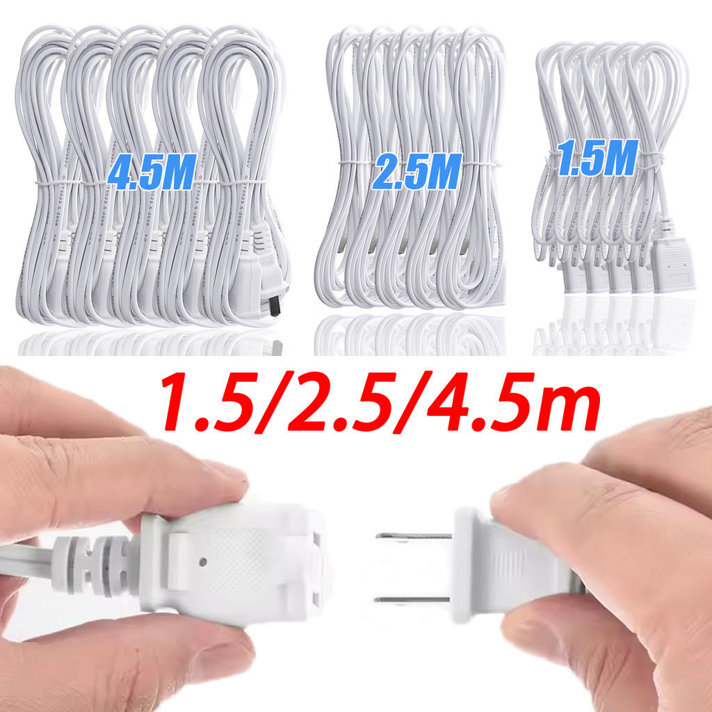 1.5/2.5/4.5ม สายเคเบิลปลั๊กสองขาสายไฟขยายอะแดปเตอร์ / ซ็อกเก็ตพลังงานพอร์ต ตัวดูดซับ ส่วนต่อขยาย