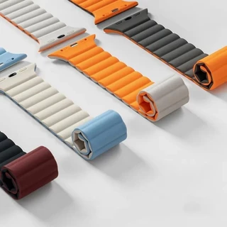 สายรัดซิลิโคนแม่เหล็ก for IWatch Apple Watch Ultra/SE 3 2 Series 11 10 9 8 7 6 5 4 3 Se 2 49มม. 46 45 44 42 41 40 38มม.
