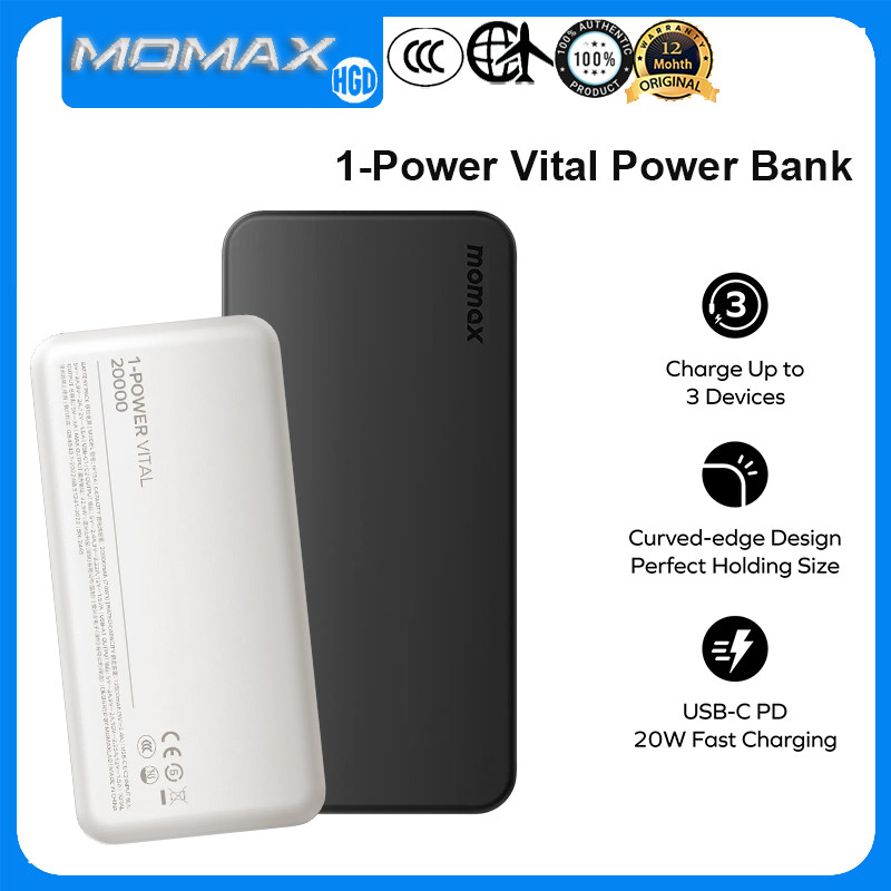 MOMAX 1-Power Vital Power Bank 20000mAh PD 22.5W Fast Charging Powerbank พร้อมจอแสดงผลอัจฉริยะ