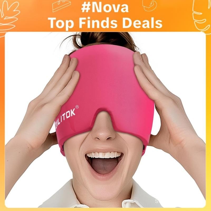{TikTokShopBacktoSchool}Migraine Headache Relief Cap, Gel lce Head Wrap for Tension and Stress Relie