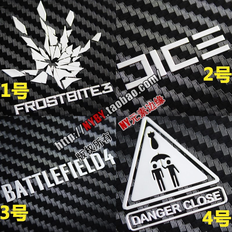 2025 EA DICE Cold Cream 3 เครื่องยนต์ Battlefield 4 สติกเกอร์โลหะอันตรายปิดโลโก้โลโก้สติกเกอร์โทรศัพ