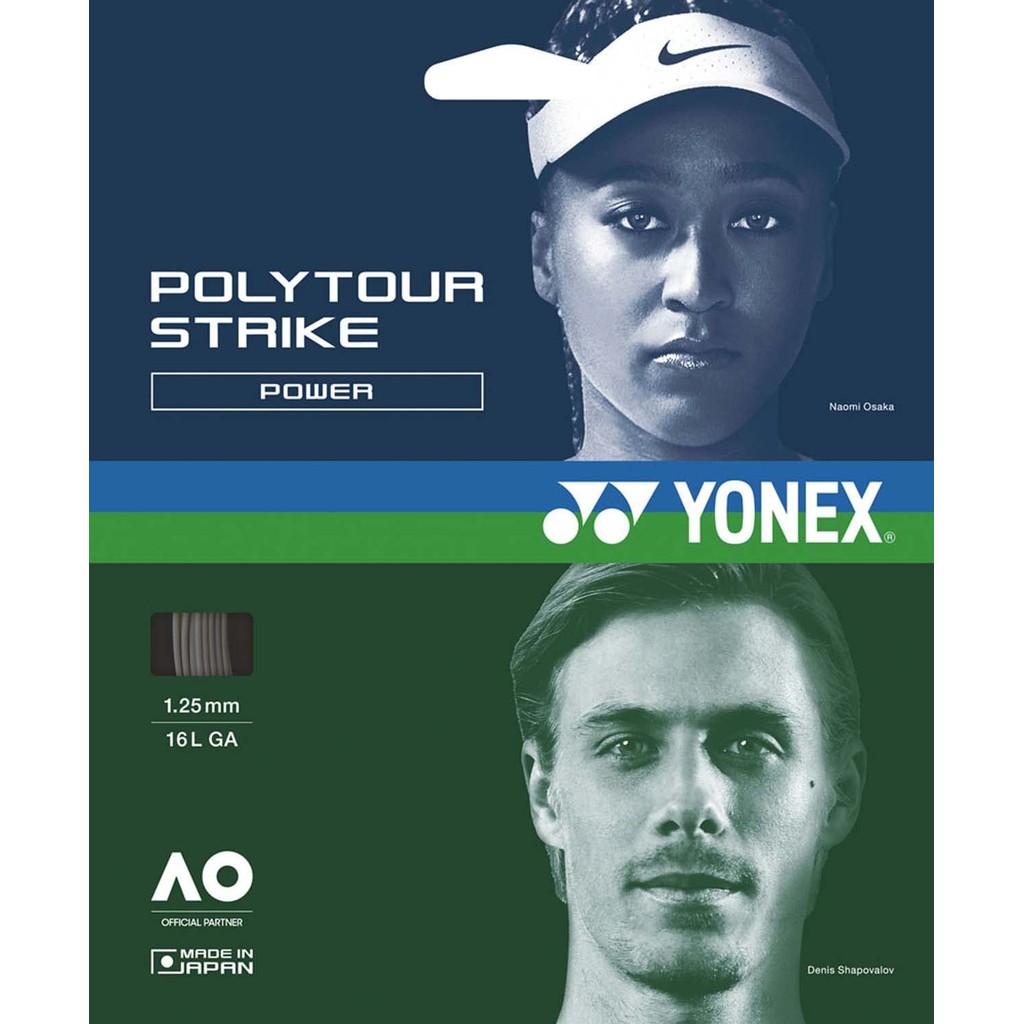YONEX POLYTOUR STRIKE 125 Tennis String - High Durability & Performance - Available in Iron Gray and Cool Black