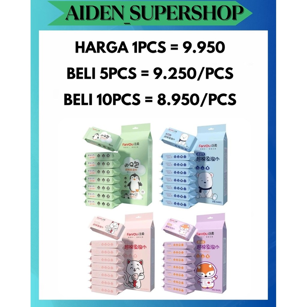 ASS [1 SET 8 แพ็ค] 8in1 MINI WIPES WET TISSUE UNIQUE PACKAGING CUTE TISSUE WET WIPES