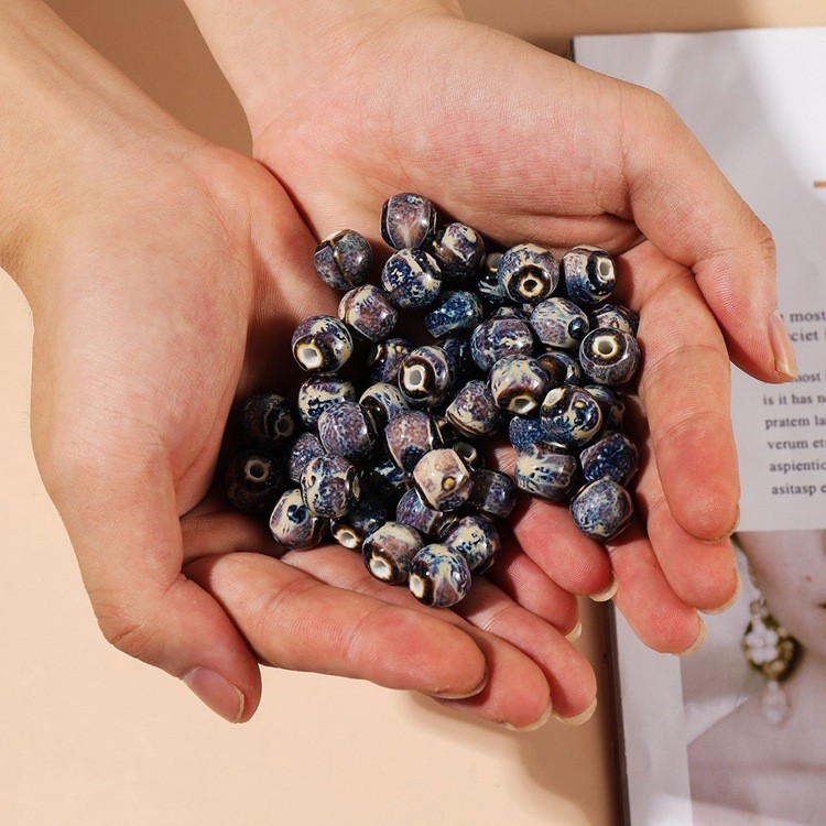 อุปกรณ์เครื่องประดับเซรามิกทําเองลูกปัดหลวมเด็กนักเรียนทอมือกล้วยไม้เตาเผาขนาดใหญ่หลุมตะกร้าดอกไม้รอบลูกปัดลูกปัด - รูปที่ 4