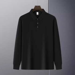 เสื้อยืดแขนยาวคอกลมสไตล์โปโลกันหนาวสำหรับผู้ชาย