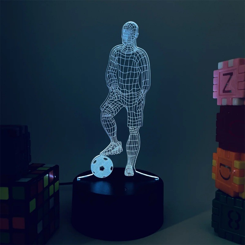 3D ภาพลวงตา Night Light 1 PC ฟุตบอล 3D Night Light, 3D Optical Illusion โคมไฟสัมผัส, 7 สีเปลี่ยน Amb