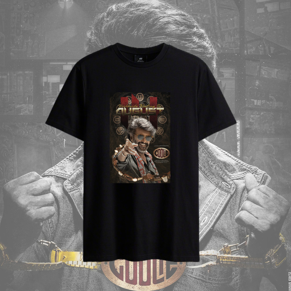 จาก Coolie Rajini T เสื้อ SUPER STAR RAJINI เสื้อ Coolie ภาพยนตร์ Baju ผ้าฝ้าย 100% แขนสั้นสําหรับ U