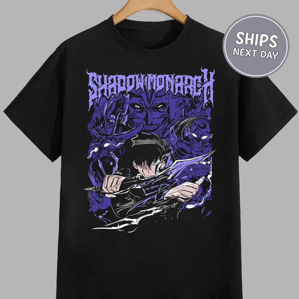 🍌 เสื้อยืดอนิเมะ Jinwoo Shadow Monarch เสื้อยืดอนิเมะ Jinwoo Otaku Shadow เสื้อยืดสเวตเตอร์อนิเมะ ขอ