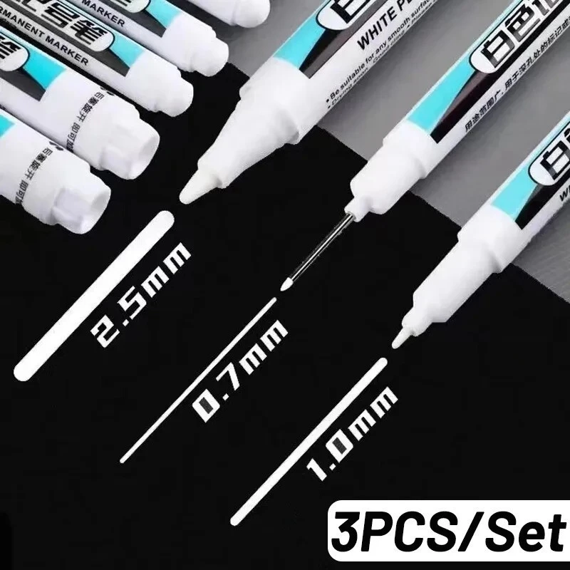 ปากกามาร์กเกอร์ หมึกสีขาว ปากกาเคมี รุ่น หัว 0.7 / 1.0 / 2.5mm แบบกันน้ำ แห้งเร็ว (ราคาต่อด้าม) พร้อมส่ง #ปากกา