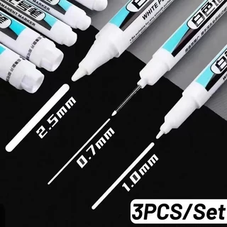 ปากกามาร์กเกอร์ หมึกสีขาว ปากกาเคมี รุ่น หัว 0.7 / 1.0 / 2.5mm แบบกันน้ำ แห้งเร็ว (ราคาต่อด้าม) พร้อมส่ง #ปากกา
