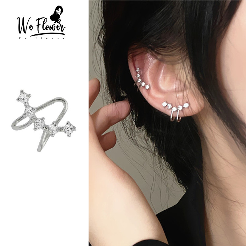 ต่างหูคริสตัลดอกไม้ สแตนเลสสตีล grade 925 แบบคลิป ไม่ต้องเจาะหู เหมาะสำหรับวัน.daily.wear