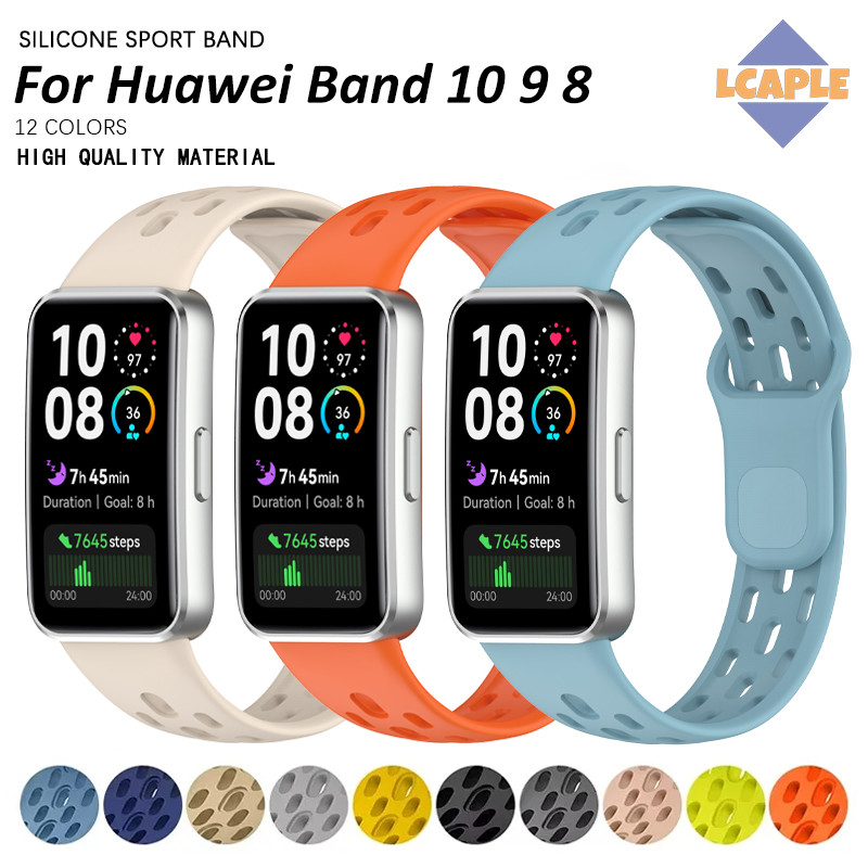 สายยางกีฬาสำหรับ for Huawei Band 10/9/8 อุปกรณ์เสริมสายรัดข้อมือเปลี่ยนรูระบายอากาศสำหรับ for Huawei Band 10 NFC