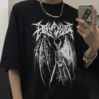 วินเทจ เสื้อยืดฮิปฮอปขนาดใหญ่ สไตล์เกาหลี Cotton 100% นุ่่ม ใส่สบาย เสื้อยืดผู้ชาย เสื้อยืดคู่รัก
