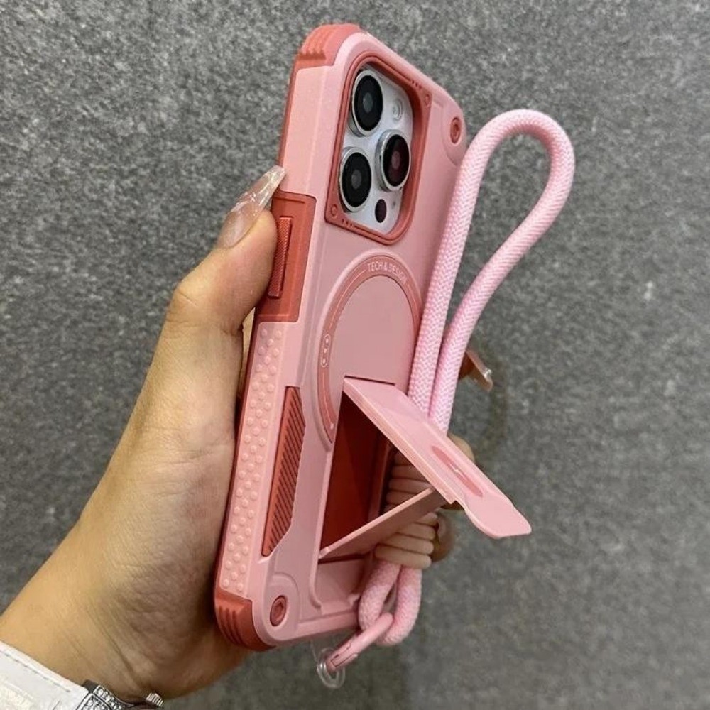 พร้อมเชือกเส้นเล็กเกราะกันกระแทกซ่อนยืนเคสโทรศัพท์สําหรับ ไอโฟน 11 12 13 14 15 16 มือโปร สูงสุด บวก 16จ ชาร์จแม่เหล็กปกหลัง เคลือบ ต่อต้าน หยด ปลอก
