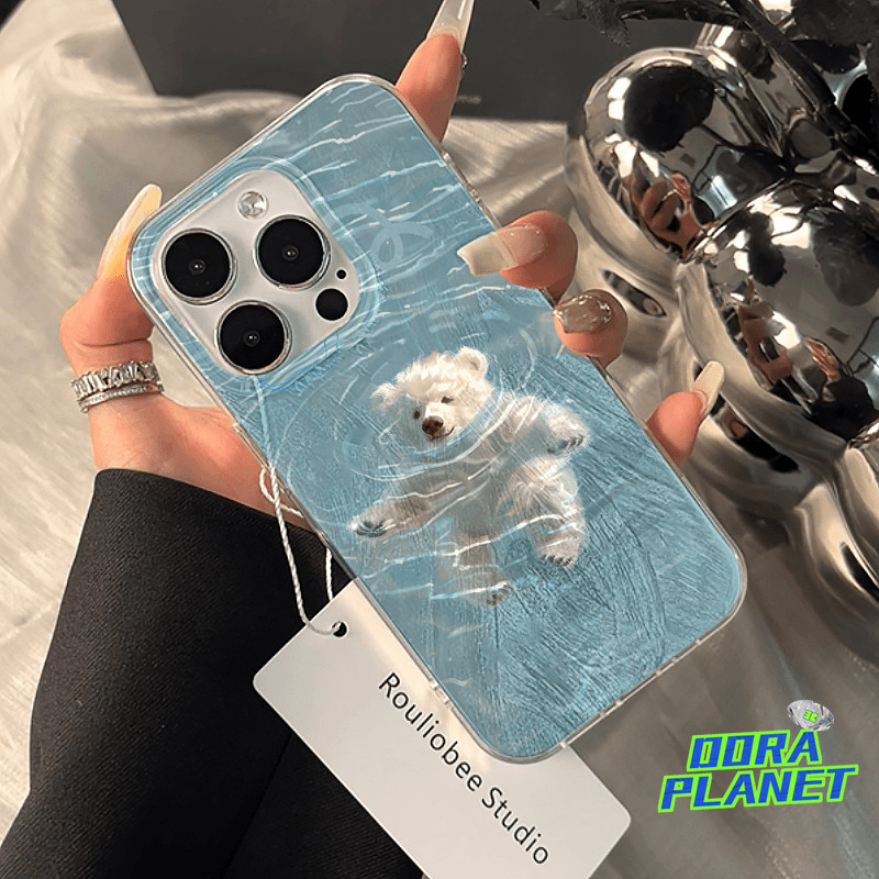 ว่ายน้ําหมีสีขาวเคสโทรศัพท์สําหรับiphone 12PRO 12MINI 13 11 15PRO 14 XSMAX 13MINI 7 8 15 XS 7PLUS XR X SE2020 8PLUSขอบนุ่มกันกระแทกAbrasionทนแฟชั่นฝาครอบ