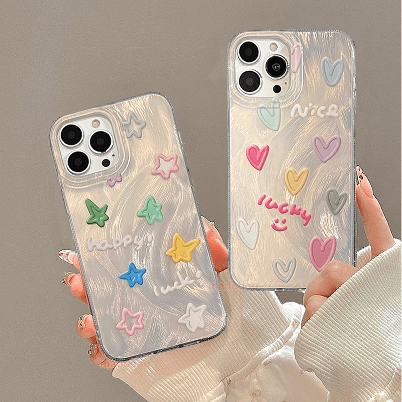 เคสซัมซุง for Samsung Galaxy S25 S24 S22 Ultra S23 Plus S21 S20 FE A05 A05S A04E A04 A03 A03S A32 M32 A21S A11 M11 A31 A51 A71 4G A50 A20 A30 A50S A30S 5G Full Screen Candy Color Love Star Colorful Lanyard Phone Case Back Cover YS 04