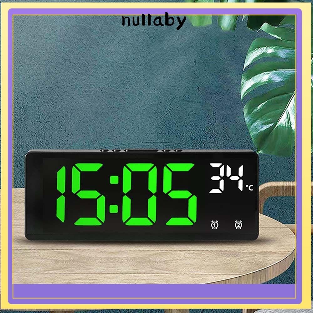 Nullaby นาฬิกาดิจิตอล LED, นาฬิกาอิเล็กทรอนิกส์วันที่อุณหภูมิอเนกประสงค์, การควบคุมด้วยเสียง 12/24H นาฬิกาตั้งโต๊ะจอแสดงผลแบ็คไลท์สําหรับห้องนอน
