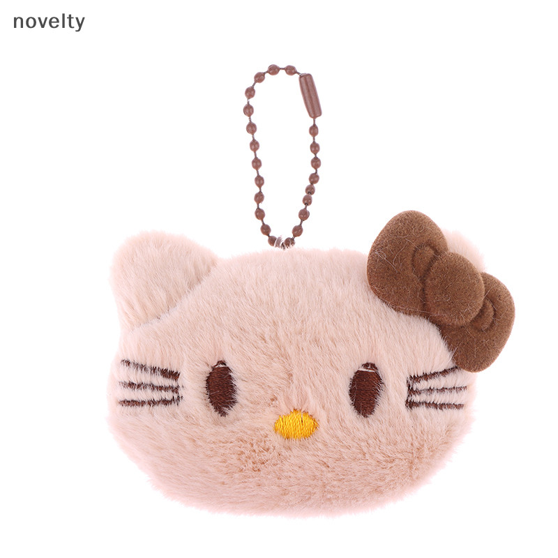 Nly Kawaii Squeak Bowknot Hello Kitty จี้ตุ๊กตาการ์ตูน Sanrio Cat ตุ๊กตาตุ๊กตาพวงกุญแจรถกระเป๋าเป้สะพายหลังกระเป๋าตกแต่งของขวัญ N