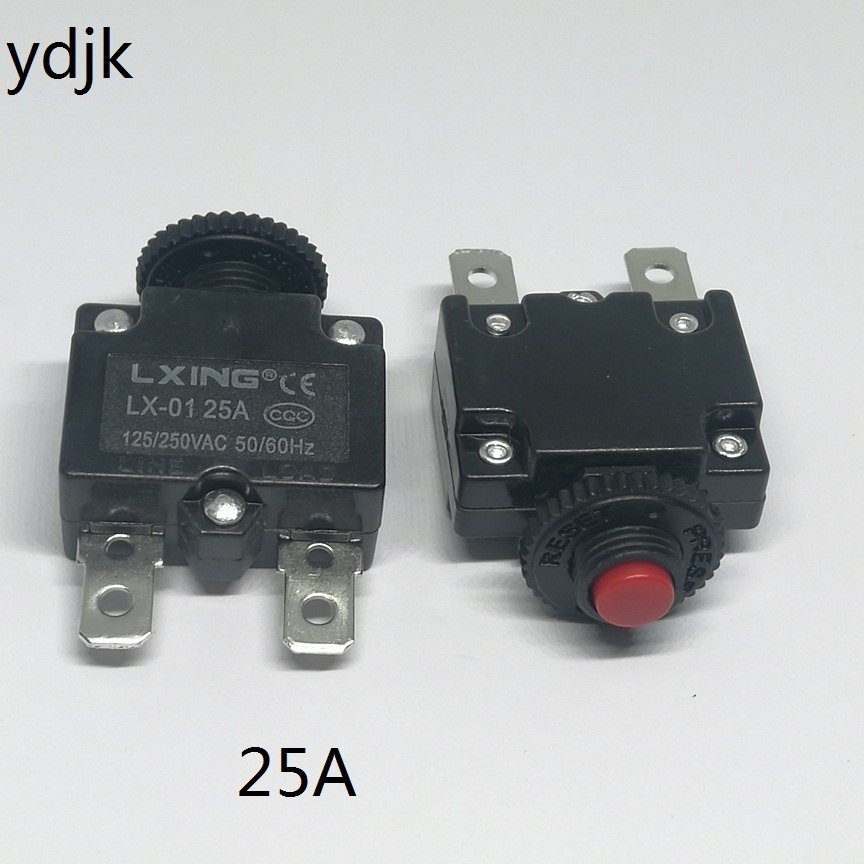 ✫10PCS/LOT 25A MR1 Overload Overcurrent Protector 125VAC/250VAC 32VDC Circuit Breaker Overload Prote