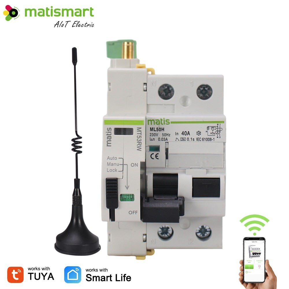 ✷Matismart Type A RCD 2P Tuya Smart Wifi Recloser 40A 63A 30mA 100mA 300mA