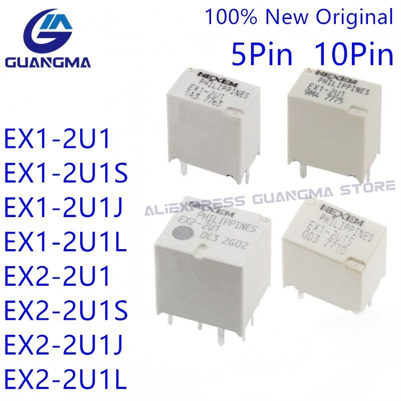 ✪5PCS 100% Original Automotive Relays EX2-2U1 2U1S 2U1L 2U1J 10Pins 25A 12V On board central locking