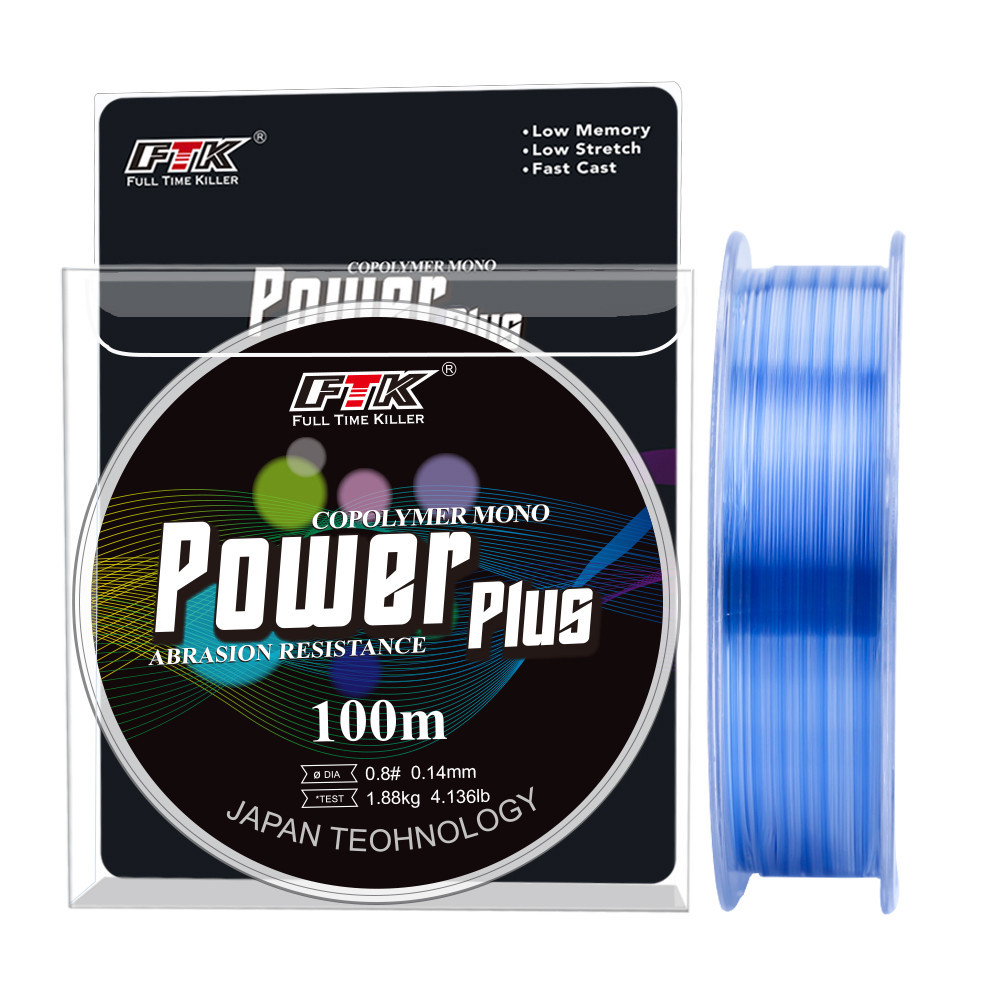 Ftk 1 PC 100 M 3 สีเปลี่ยนสายตกปลาไนลอน 2.45Kg-15.6Kg สายตกปลา Monofilament Sea Fishing Tackle สีหลักสีฟ้า
