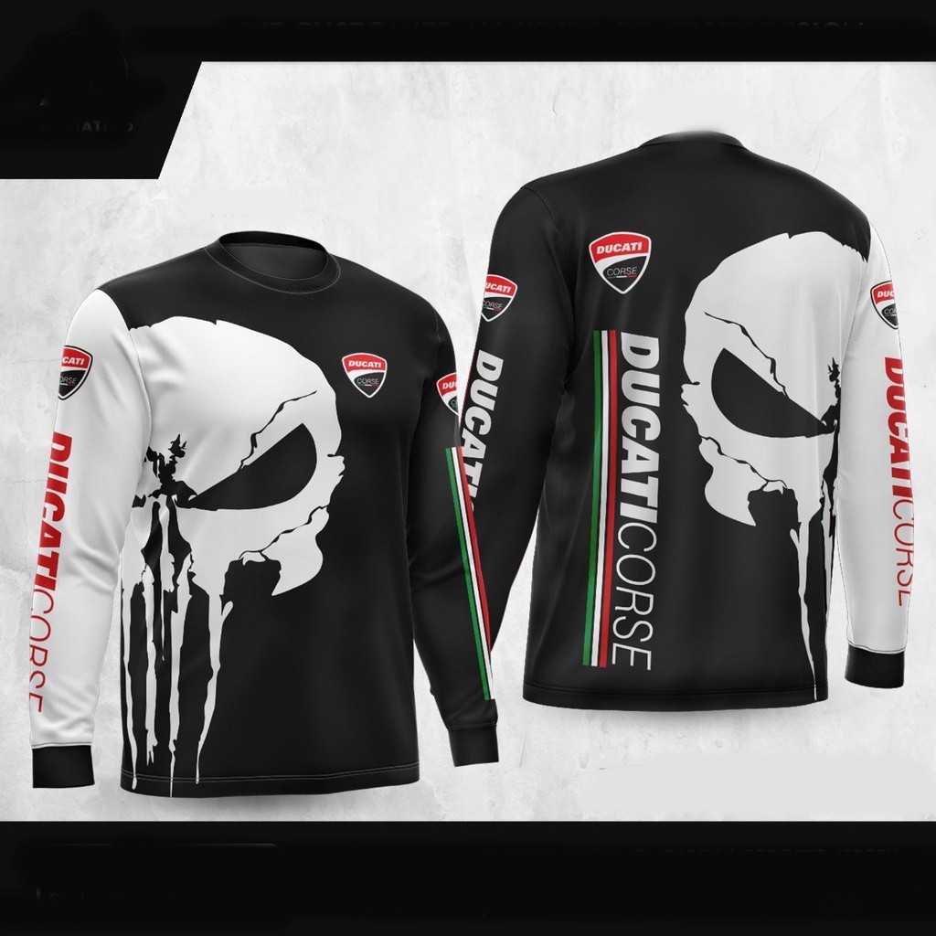 เสื้อกันหนาวมอเตอร์ไซค์ Adriano สําเร็จรูป "Ducati Skull" v2 | 015 | ชุดขี่มอเตอร์ไซค์ เสื้อเชิ้ตแขน