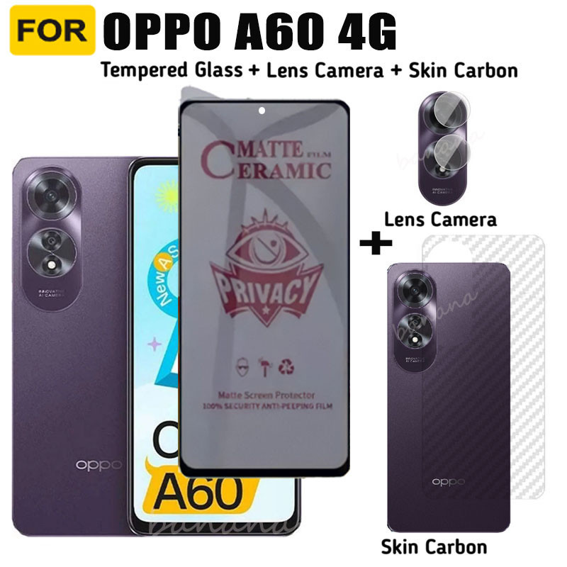 สําหรับ OPPO A60 กระจกนิรภัยความเป็นส่วนตัว OPPO A60 4G 60 A6 0 เลนส์กล้องและฟิล์มด้านหลัง