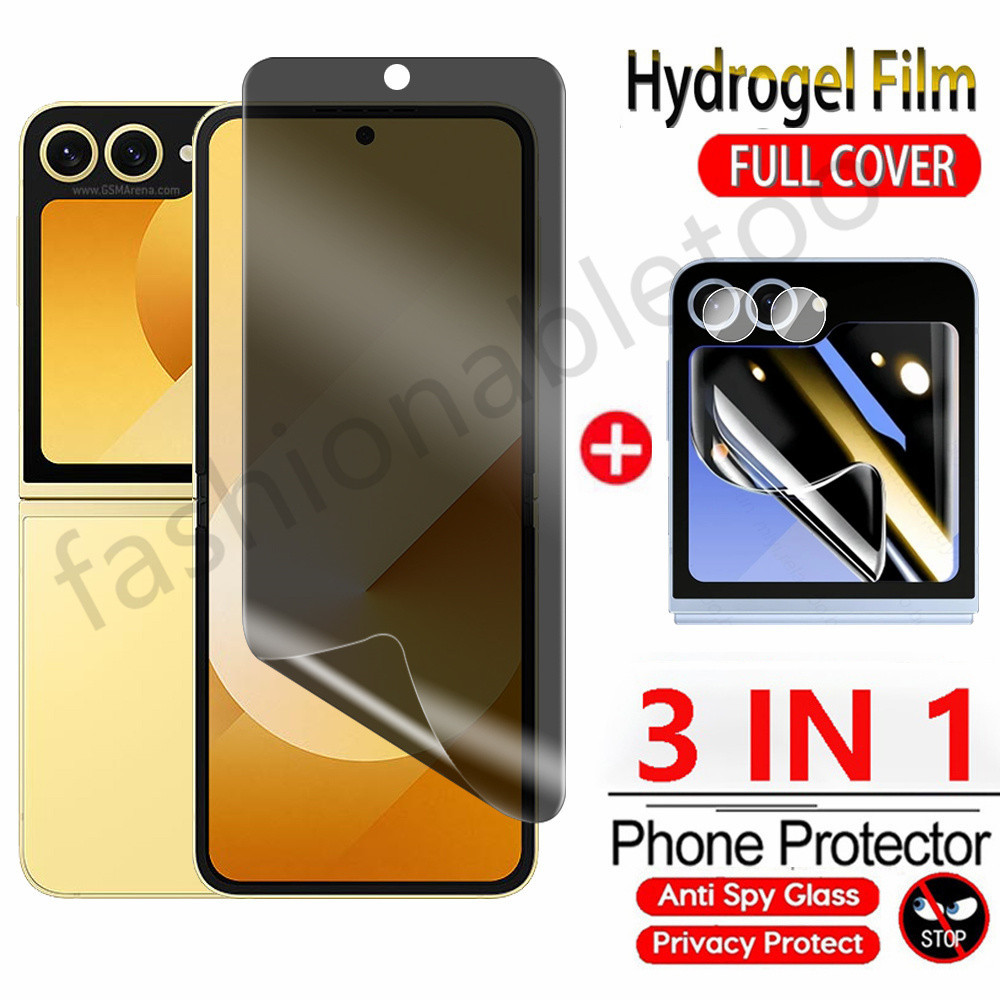 3 in 1 Anti-spy Hydrogel ฟิล์มสําหรับ Samsung Galaxy Z Flip 6 5 Flip6 Flip5 ZFlip6 ZFlip5 ความเป็นส่วนตัวป้องกันหน้าจอ Anti-Peep ฟิล์มด้านหน้านุ่มกลับกล้องเลนส์ฟิล์ม