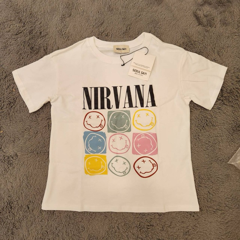 ✨ ใหม่  เสื้อยืด คอกลม แขนสั้น สกรีนลาย Nirvana Over Size ป้าย Seoul Say!