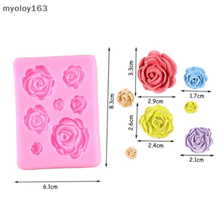 Myoloy Rose ดอกไม้แม่พิมพ์ซิลิโคนเค้กตกแต่งเครื่องมือ Candy Clay ช็อกโกแลต Fondant TH