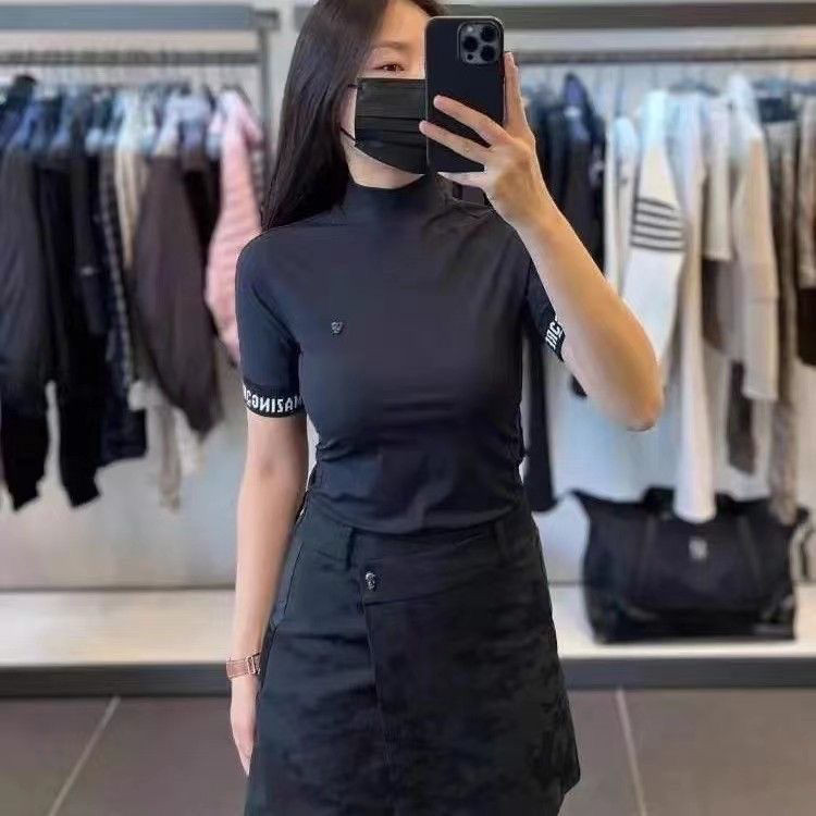 กอล์ฟเกาหลีเสื้อแฟชั่นผู้หญิงเข้ารูปกีฬาแขนสั้นยืดดูผอม - รูปที่ 4