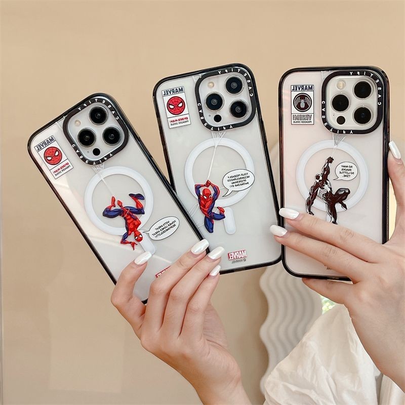 Casetify ชื่อร่วม Marvel Jump Spider-Man iPhone Casing สําหรับ Iphone15/14pro/13/12promax/11 อะนิเมะชาร์จแม่เหล็กเคสโทรศัพท์
