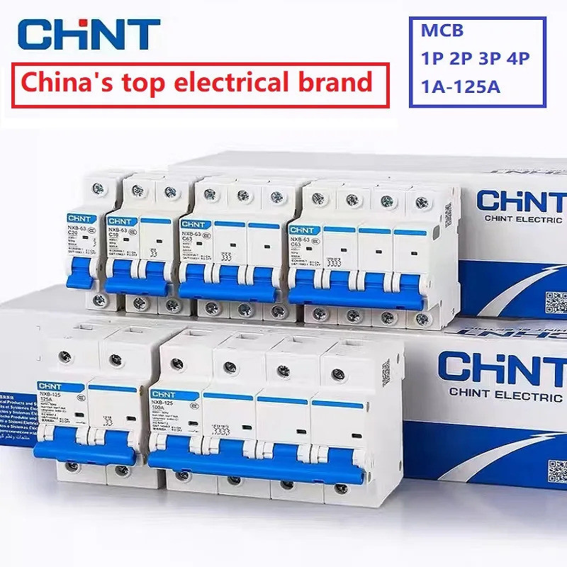 คุณภาพสูง MCB NXB-63 1P 2P 3P 4P ประเภท C AC 230/400V 1A-125A Circuit Breaker DIN Rail ติดตั้ง Miniature ในครัวเรือน Air Switch