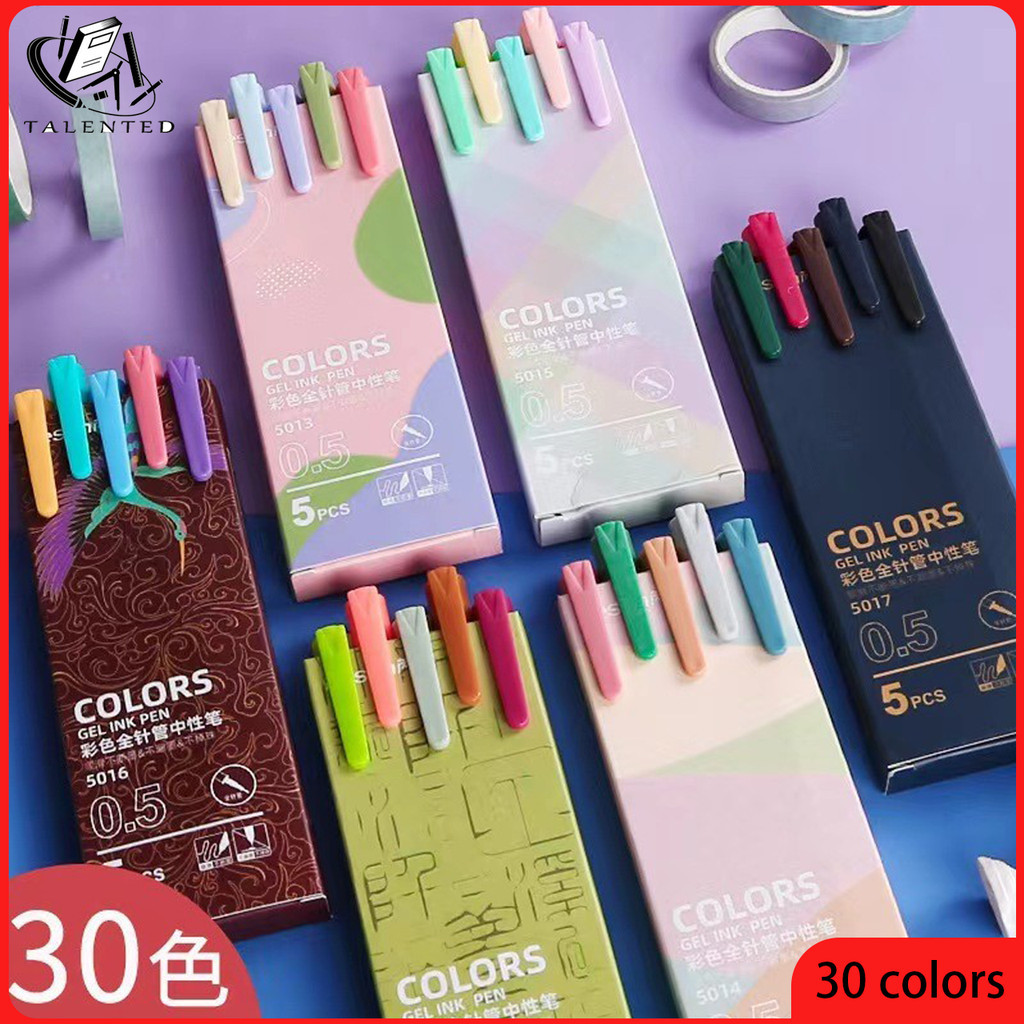 5ชิ้น/กล่องที่มีสีสัน Morandi ปากกาเจลสีผสมปากกานักเรียนเครื่องเขียนเครื่องใช้สำนักงานวารสารหมายเหตุปากกา