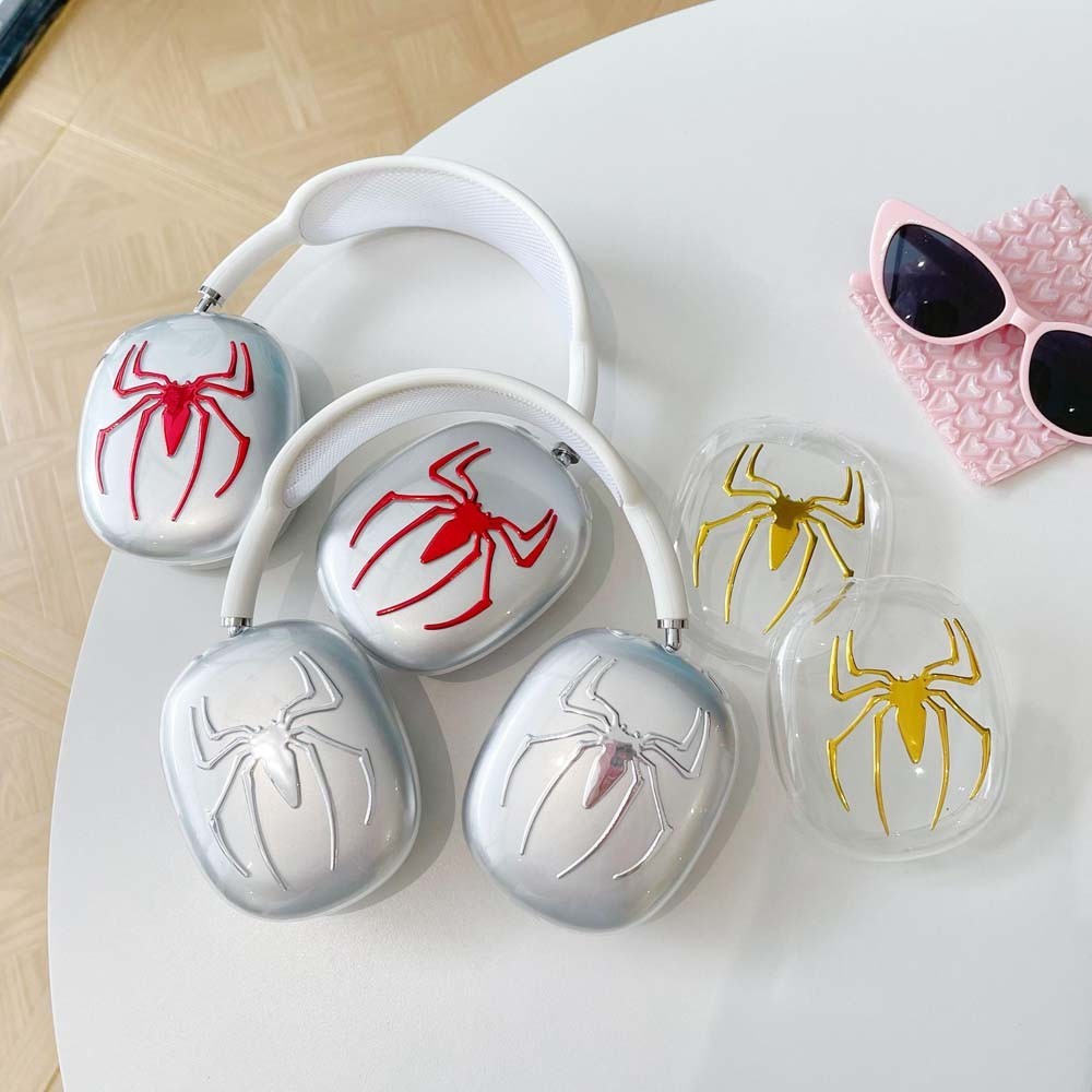 น่ารักบรรเทาเนื้อโลหะ Spider-Man เคสป้องกันสําหรับ AirPodsMax ปกอ่อนการ์ตูนใสป้องกันรอยขีดข่วนสําหรับ Air-Pods Max TPU กันกระแทกหูฟังกรณี
