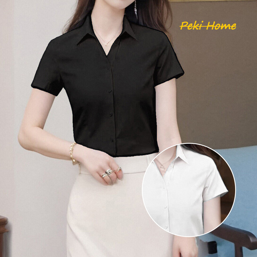 เสื้อเชิ้ตแขนสั้นผู้หญิงใส่ทำงาน สีสันสุภาพ เสื้อเชิ้ตสลิมฟิต ใส่แล้วดูดี