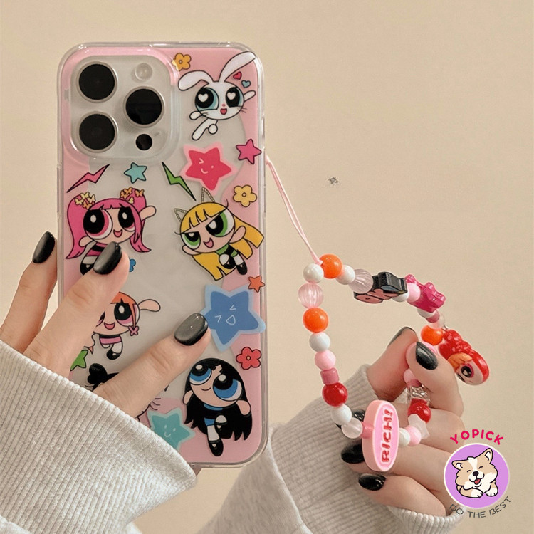 เคสโทรศัพท์น่ารักสําหรับiphone 11 12 13Mini 14 15Plus 15Pro Max X XR XS Max 6 7 8 Plus SE2020 พร้อมโซ่การ์ตูนฝาครอบโทรศัพท์เพื่อนสาวซิลิโคนนุ่มกรณีZBD